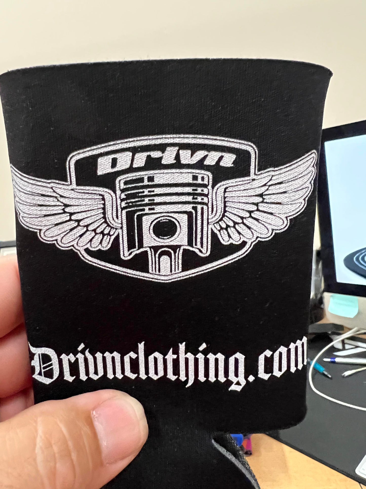wing logo koozie