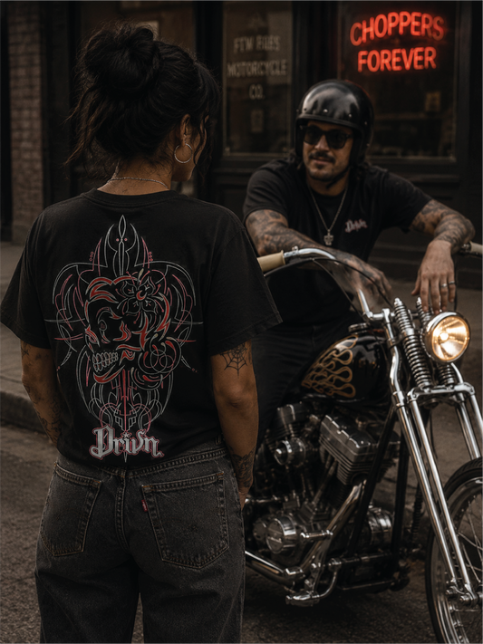 ladies skull pinstripe